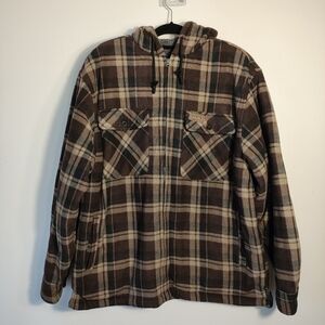 Stillwater Supply Co. Men's XL Plaid Flannel Hooded Full Zip Jacket Sherpa Lined